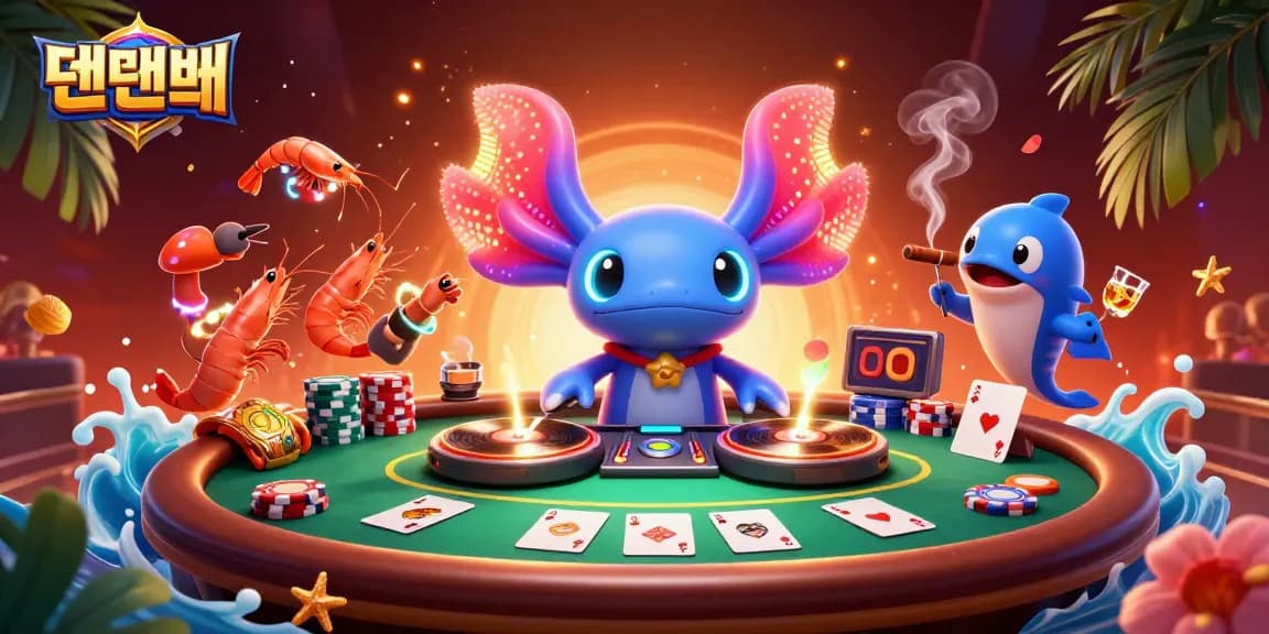 Engage in thrilling casino action with 텐텐벳 featuring vibrant underwater characters and poker elements.