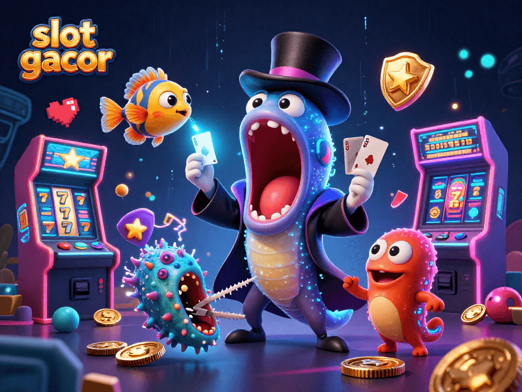 Slot gacor dengan gulper eel sulap menampilkan trik kartu di latar belakang mesin slot cerah.