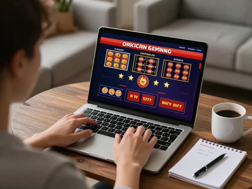Engaging online casino gameplay on a laptop by 79KING in a cozy home environment.