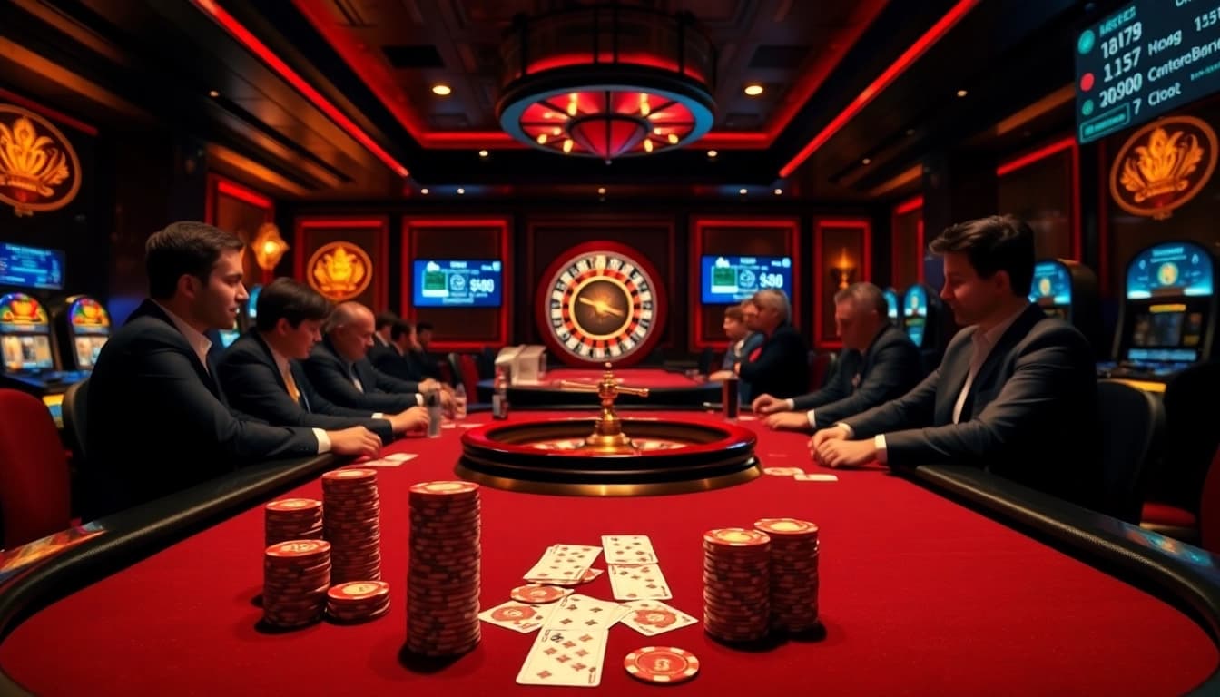 High-stakes poker players enjoy a thrilling game at https://f8bet.me.uk/ with luxurious tables and vibrant roulette.