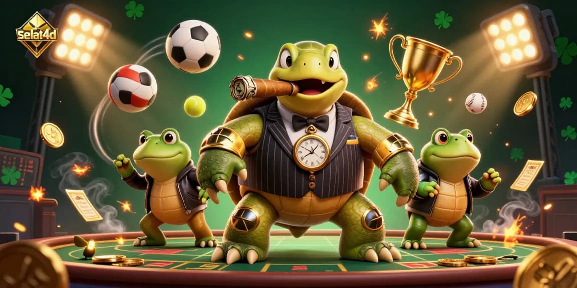 Experience the thrill of selat4d with a vibrant 3D scene, showcasing action-packed sports betting elements.