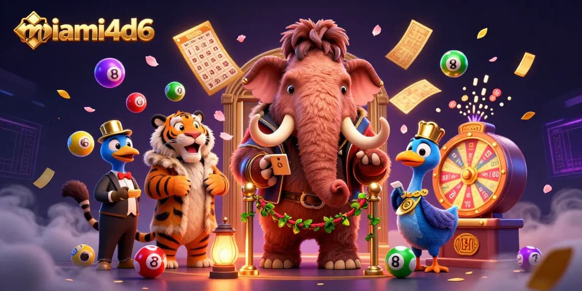 miami4d6 showcases vibrant lottery scenes with a bouncer checking IDs and colorful prizes.