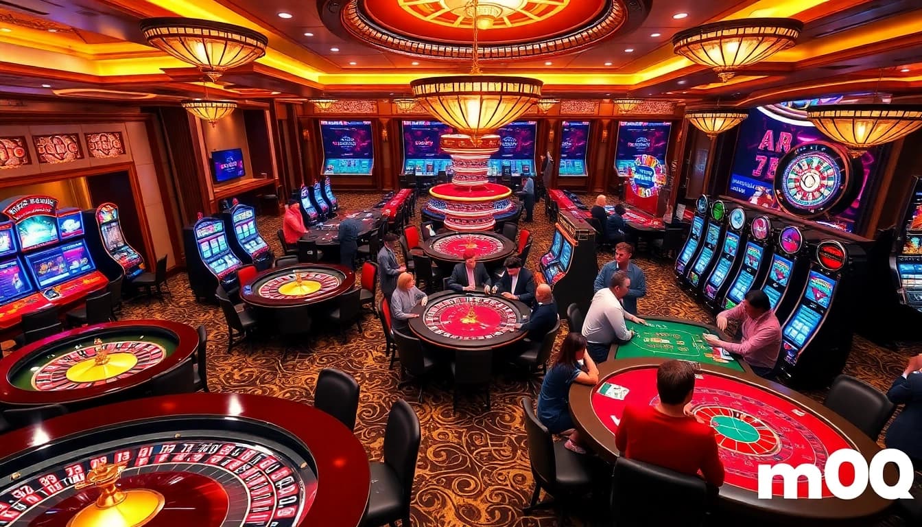 Players enjoying a dynamic gambling experience at M88's vibrant casino tables.