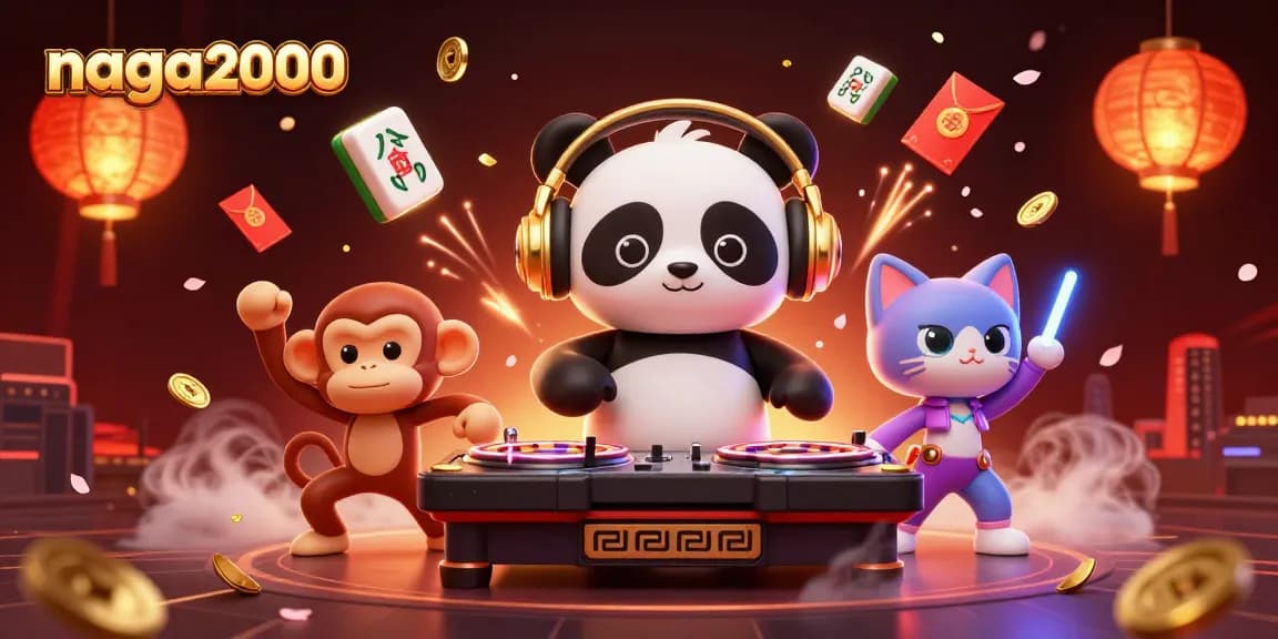 Naga2000 menghadirkan keseruan bermain slot dengan panda DJ dan kucing raver yang memikat.