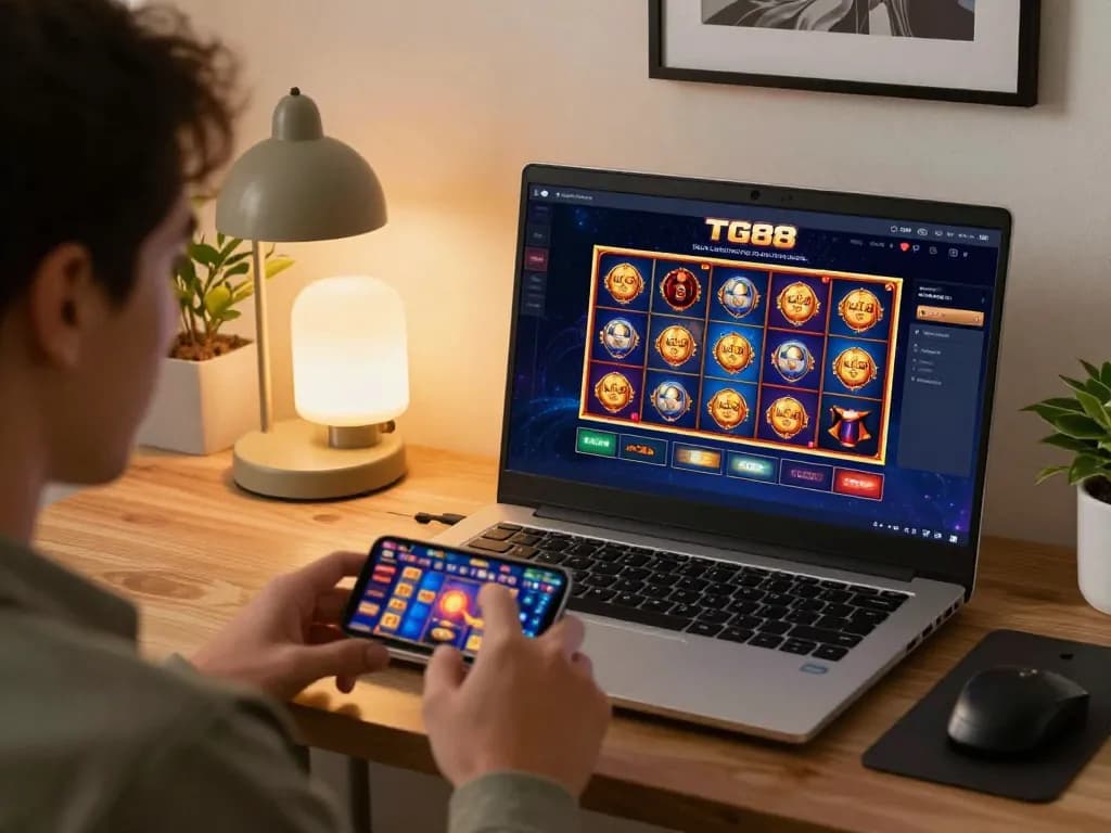 Players strategizing on TG88 chính thức platform at a modern home gaming setup.