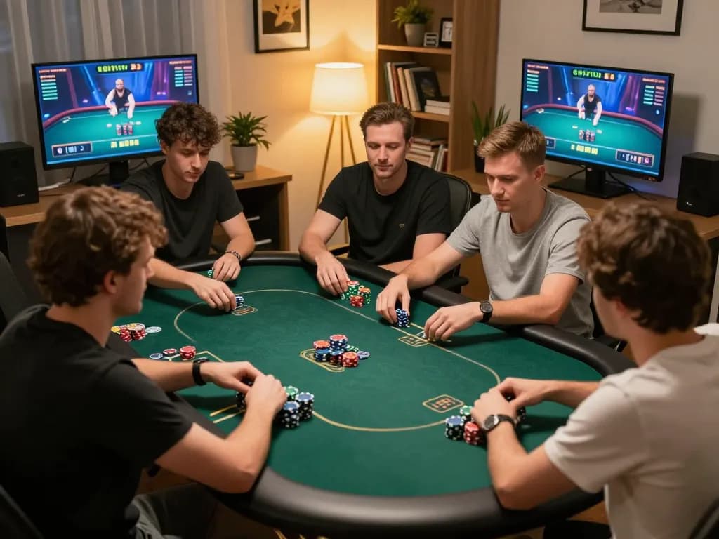 Players engage with the rikvip online poker game, highlighting strategic betting and immersive gameplay experience
