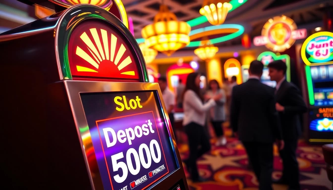 Menggoda pemain dengan Slot deposit 5000 di mesin slot yang berkilauan.