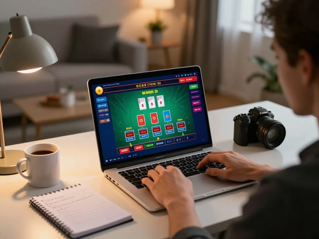 Playing live blackjack on SC88 com with vibrant screen showing betting interface and cozy home setting.