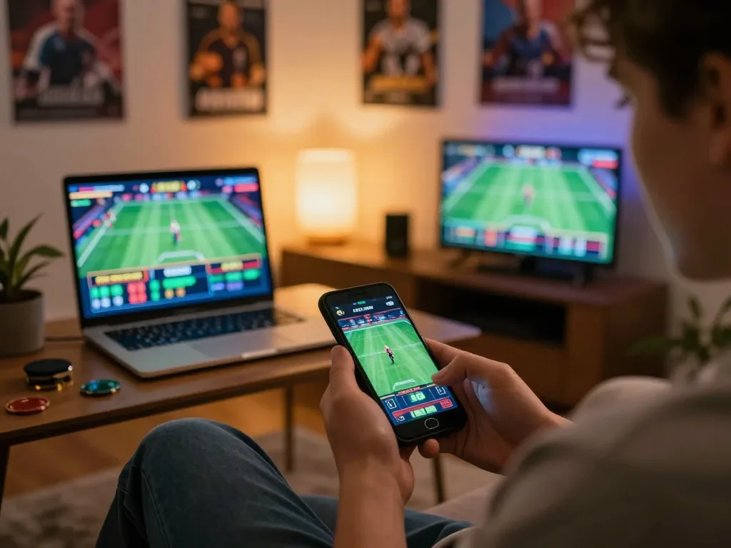 Engaging in sports betting on vn23 app in a cozy home environment