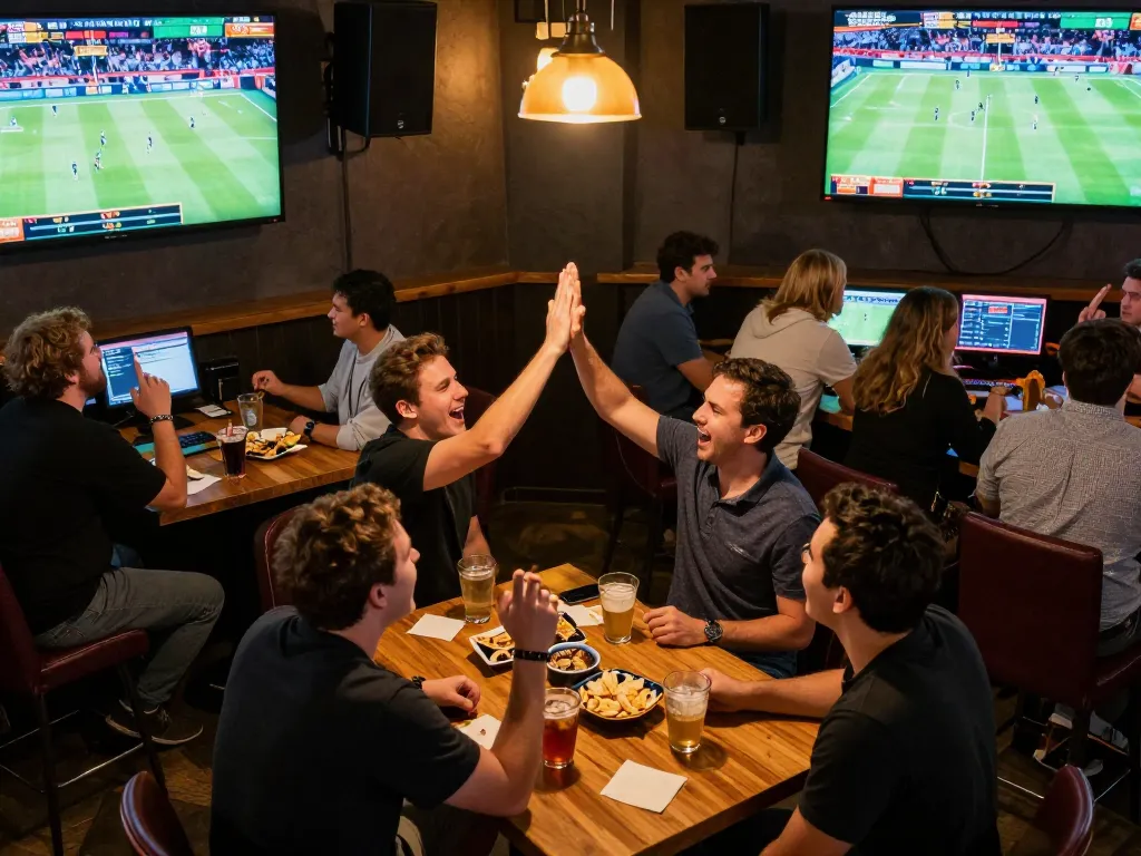 Celebrate winning bets at vaobet in a lively sports bar atmosphere