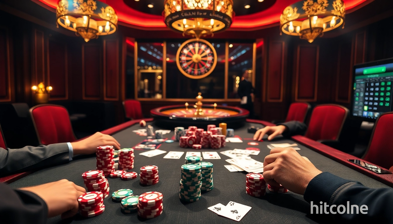 Experience thrilling gameplay at hitclub with colorful poker chips and a luxurious casino atmosphere.