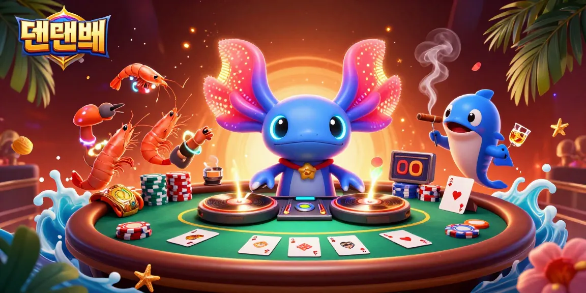Engage in thrilling casino action with 텐텐벳 featuring vibrant underwater characters and poker elements.