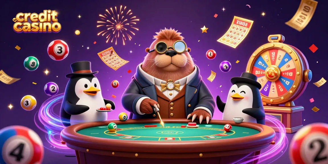 Experience the thrill at a credit card casino with colorful lottery balls and vibrant game elements.