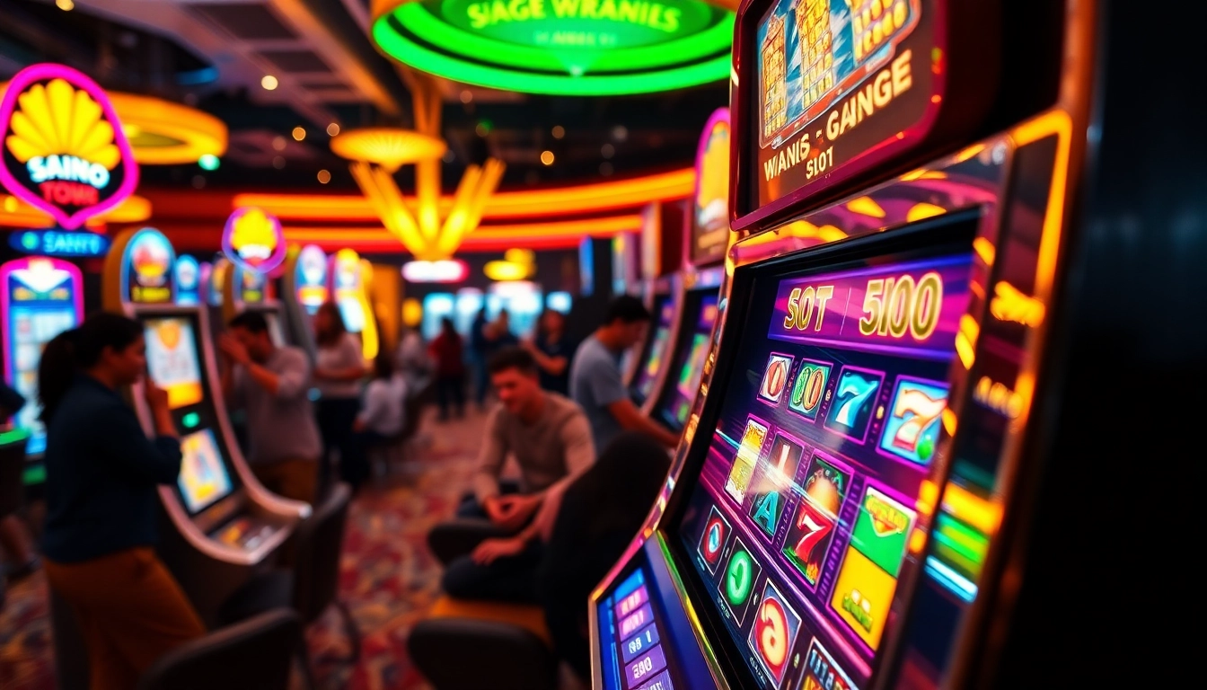 Slot machine excitement at xgslot88, vibrant gaming atmosphere drawing players in.