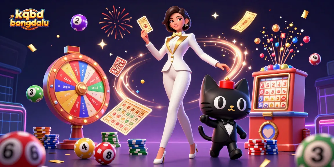 Engage with kqbd bongdalu's thrilling atmosphere, showcasing a glamorous woman and playful cat amidst vibrant lottery elements.