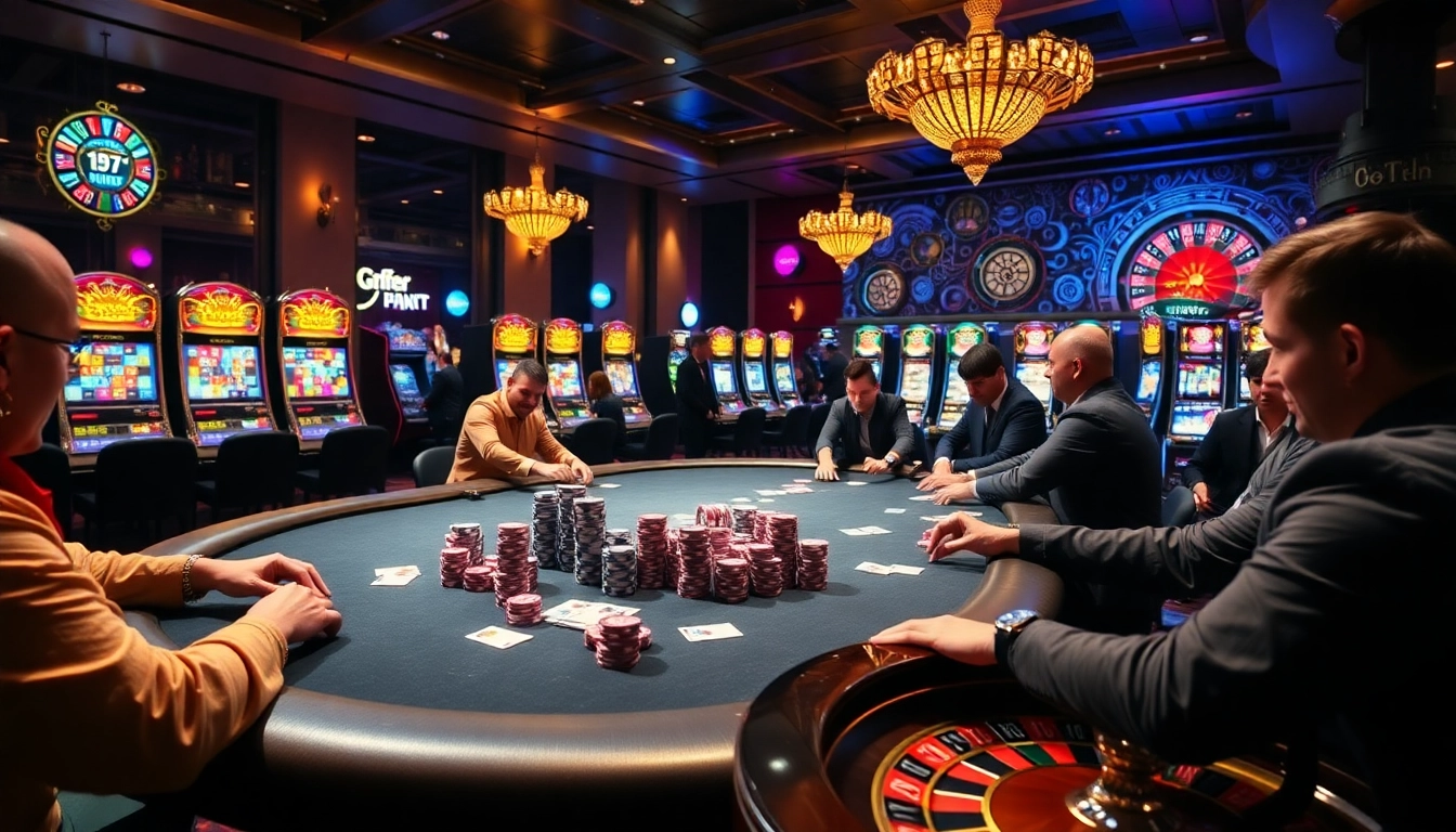 Experience the thrill at bk8th with players enjoying poker at a vibrant casino.