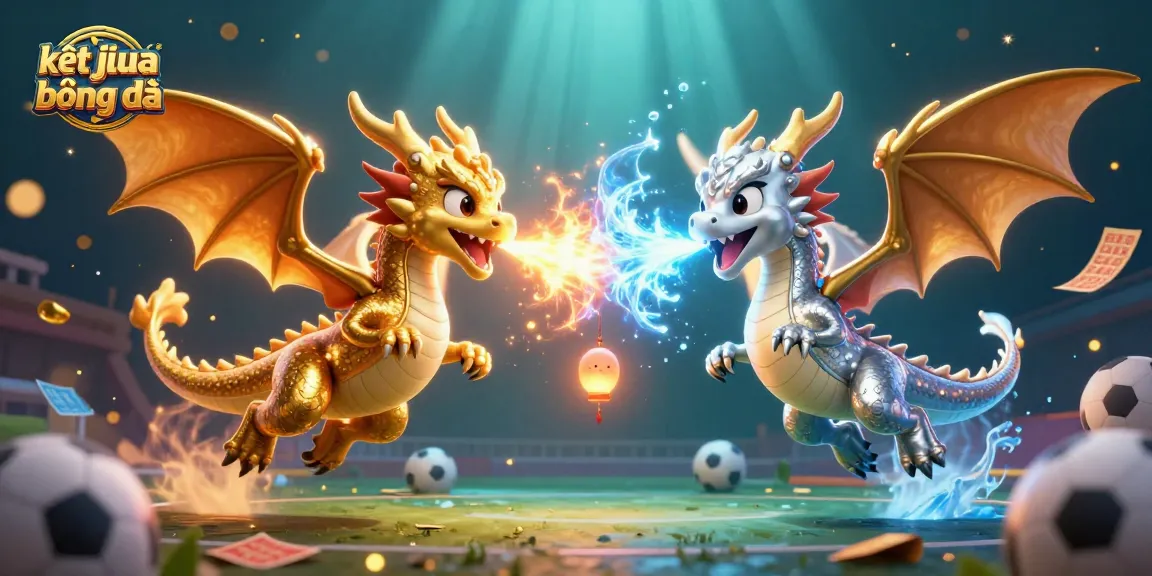 Engage with kết quả bóng đá as twin dragons symbolize the fierce competition in sports betting.
