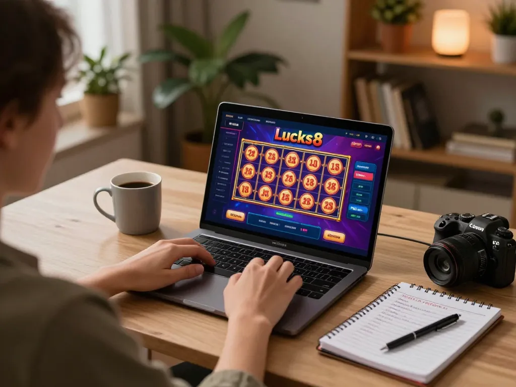 Tương tác với ứng dụng casino lucks8 trên laptop, giới thiệu các chiến lược cá cược trực tuyến.