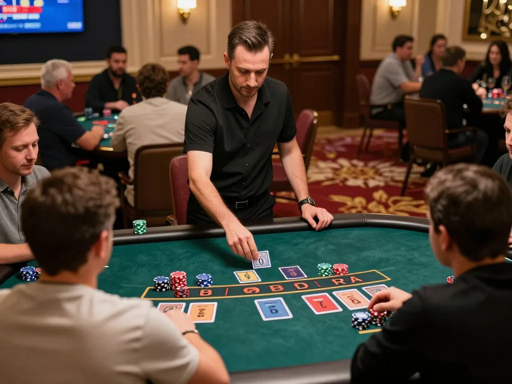 Experience thrilling gameplay at open88.com with live dealer blackjack, featuring focused players and an engaging dealer.