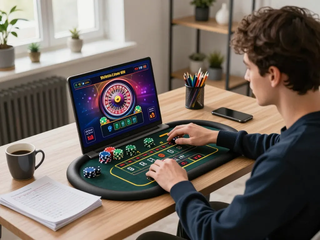 Person playing online casino games at open88.com, engaging with live dealer while placing bets