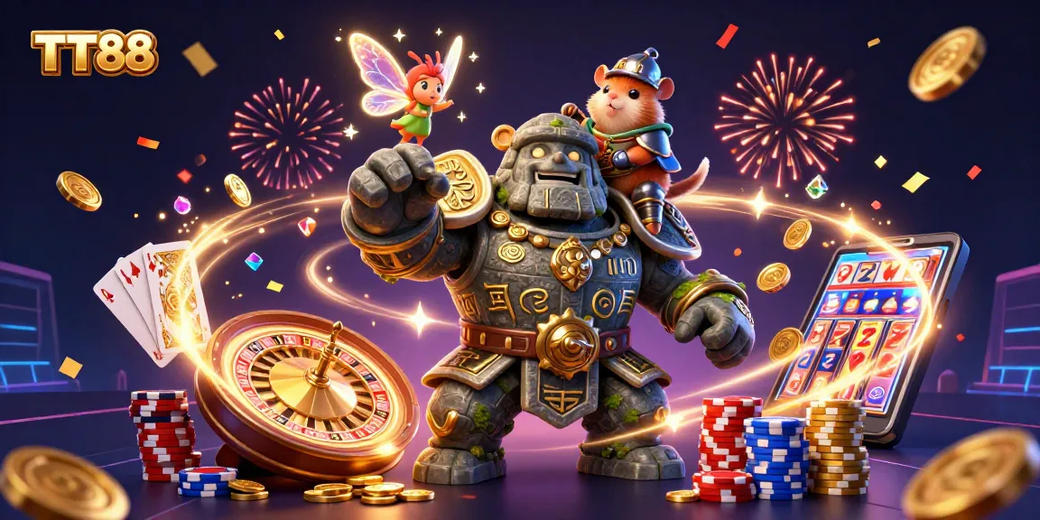 TT88 creates winning chances as golden coins and magical elements fill the gaming scene.