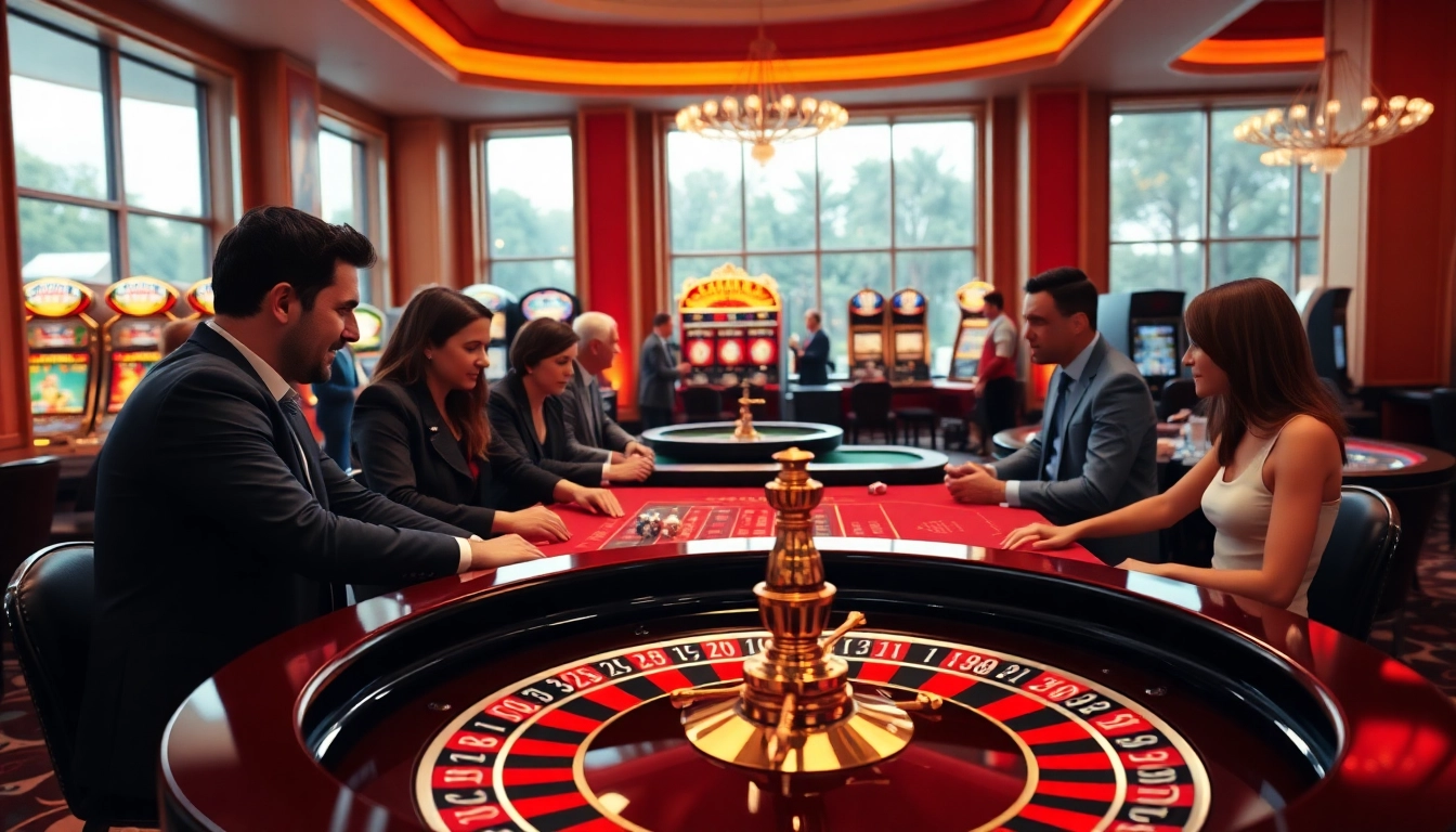 Play exciting games in this vibrant online casino Singapore setup with roulette and engaging players.