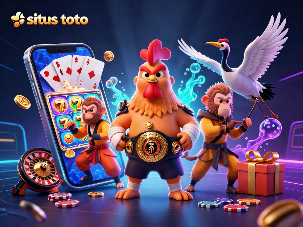 Engage with situs toto through vibrant 3D casino action featuring champions battling amidst dynamic gaming elements.