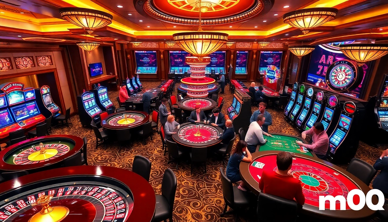 Players enjoying a dynamic gambling experience at M88's vibrant casino tables.