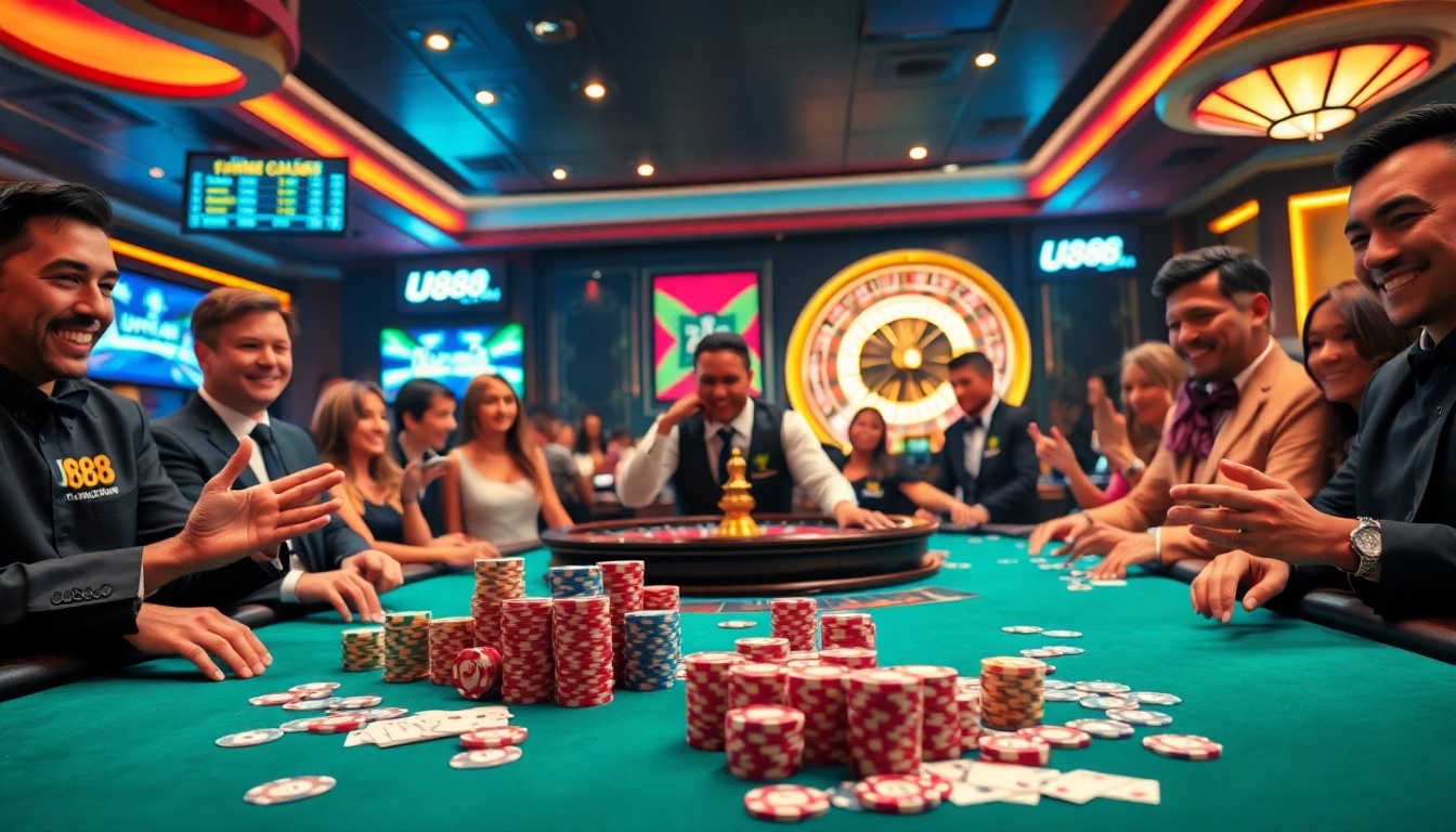 Experience the thrill of poker and excitement at U888 with vibrant casino tables and professional players.