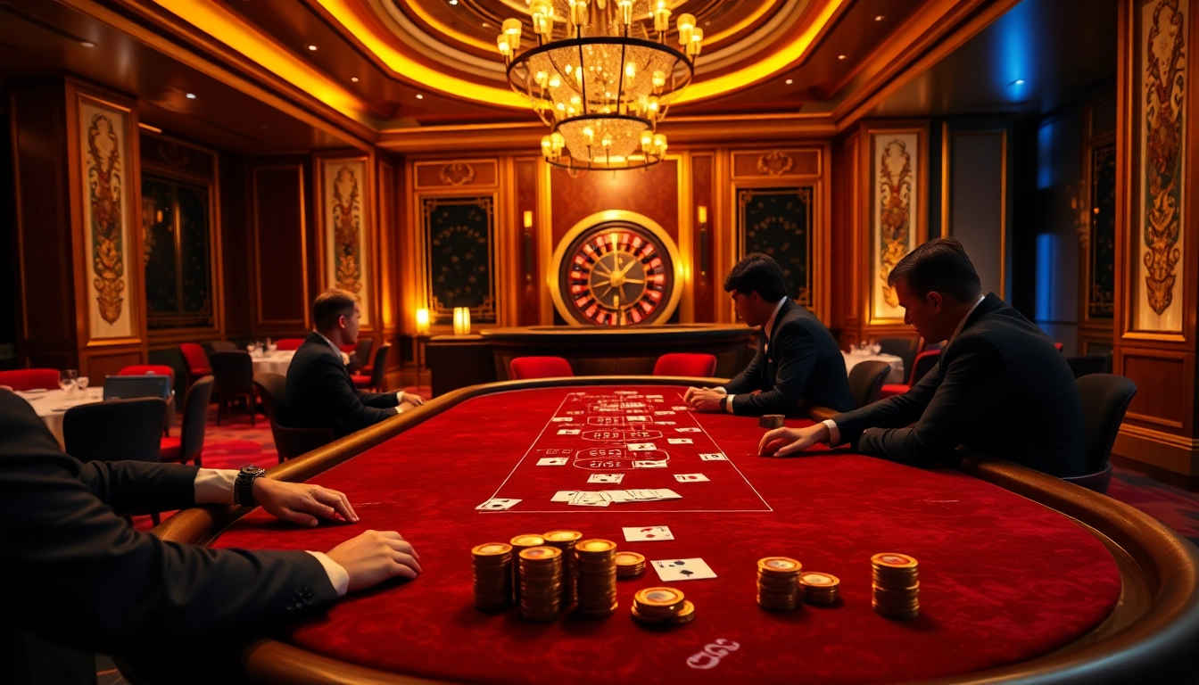 Experience the excitement of Go 8 at a luxurious poker table in a vibrant casino setting.