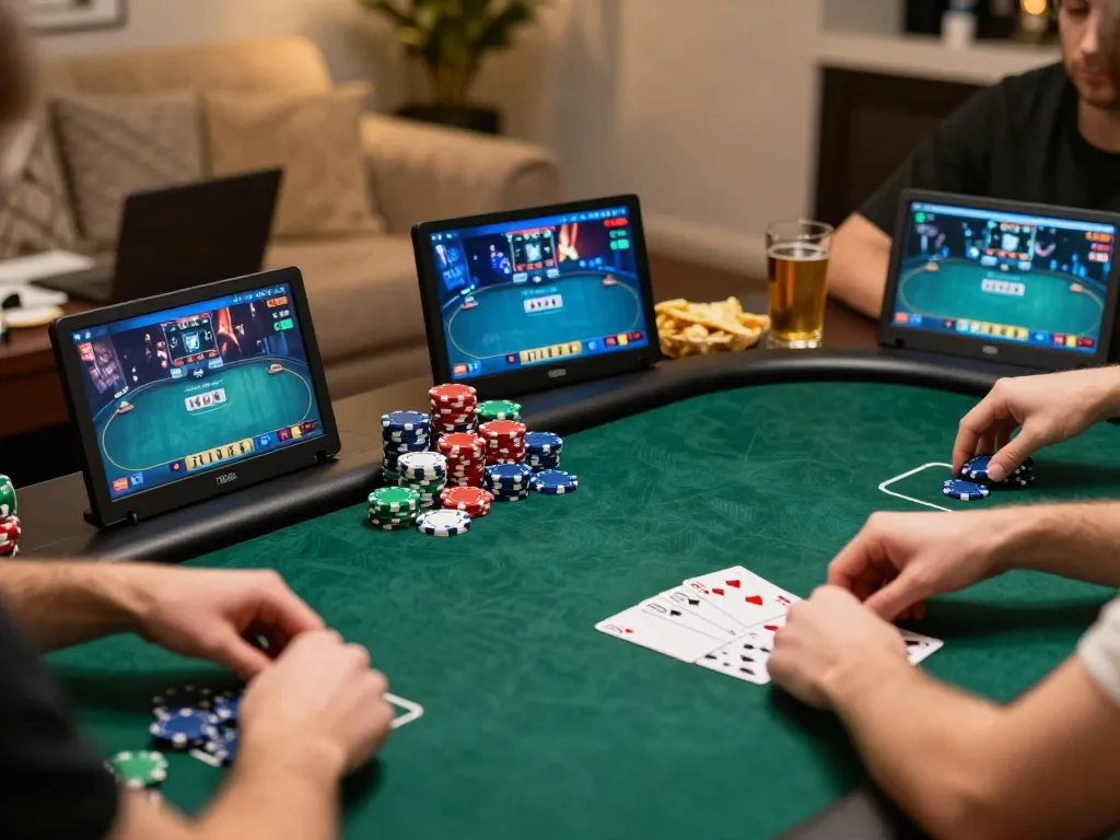 KONG 88 poker players engaging in an exciting online game session with chips and cards visible.