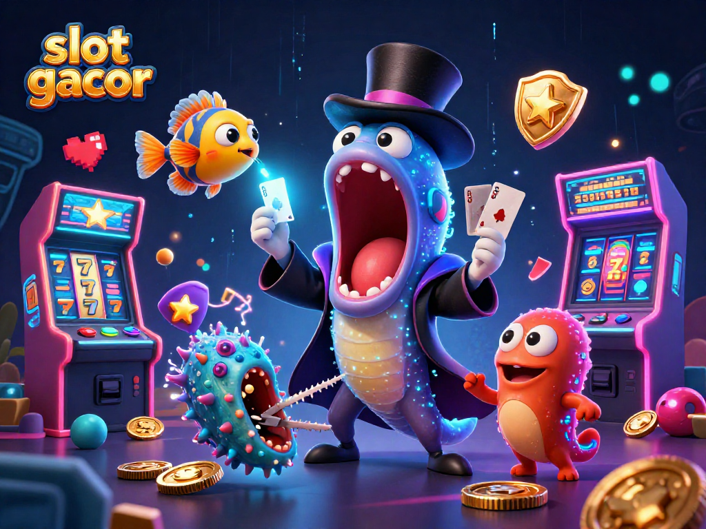 Slot gacor dengan gulper eel sulap menampilkan trik kartu di latar belakang mesin slot cerah.