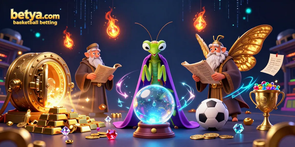 Engage in betya.com basketball betting with vibrant sports-themed fortune teller and mystical elements.
