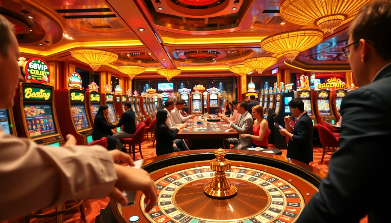 Players enjoying thrilling games at 68VIP casino, showcasing luxury and excitement in action.