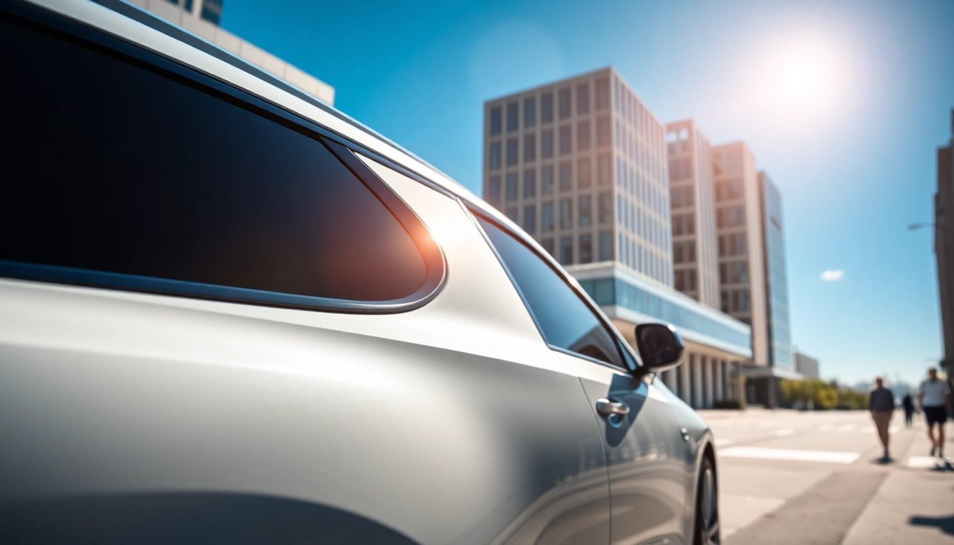 Ceramic window tint enhances privacy and style on a parked car in the city.