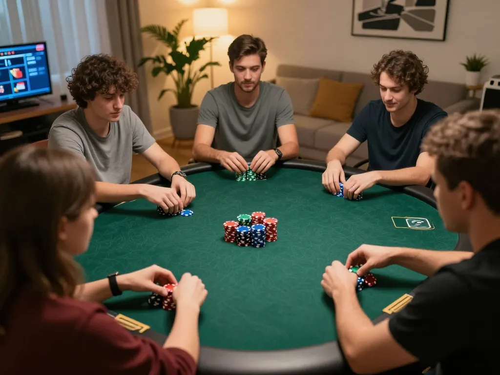 View of engaging online poker gameplay on dacsandatphanrang com with colorful chips and dynamic player interactions