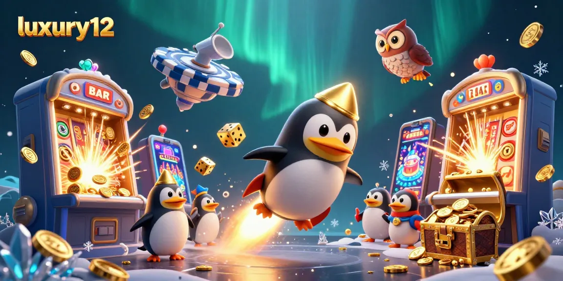 Experience thrilling wins with luxury12 as golden symbols burst from vibrant 3D slot machines in a dynamic casino scene.