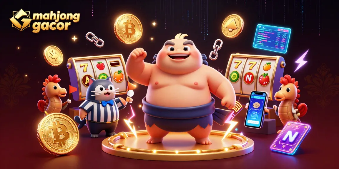 Experience intense Mahjong Gacor action in a vibrant casino scene with dynamic characters and game elements.