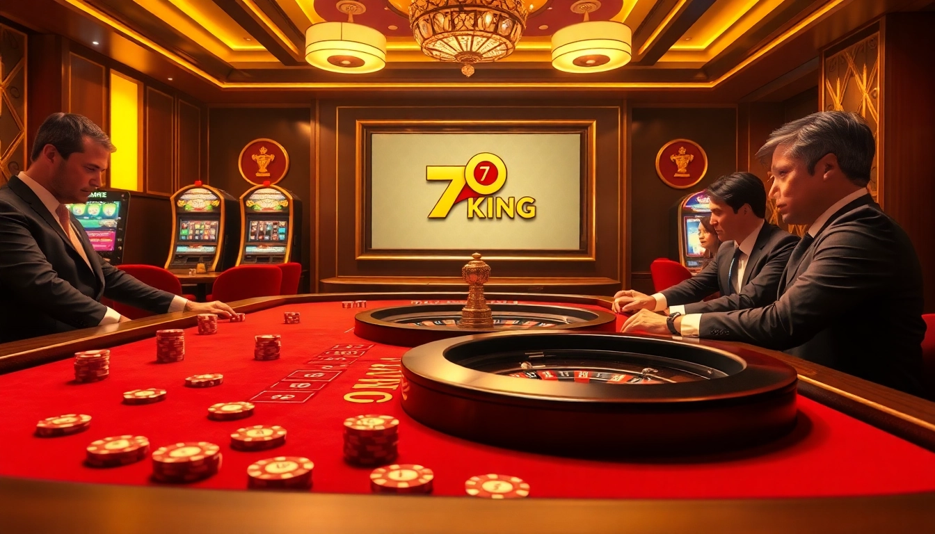 Experience the excitement of 79king casino gaming with players and roulette table.