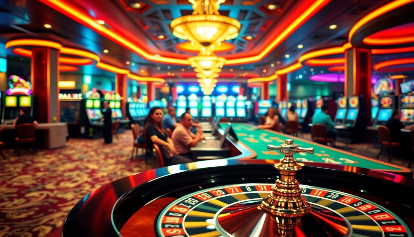 Experience the thrill of casino Singapore with vibrant gaming atmosphere and players at tables.