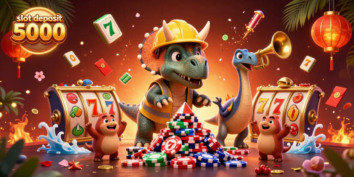 Experience the excitement of slot deposit 5000 with cheerful characters in an energy-packed casino celebration.