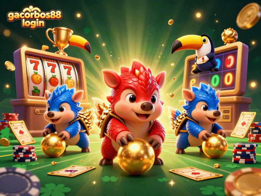 Experience gacorbos88 login as pangolins roll into golden jackpots in a vibrant casino scene.