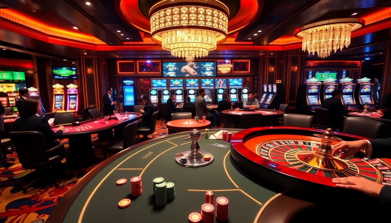 Experience the thrill of gambling at Ga6789 with luxurious casino tables and vibrant atmosphere.