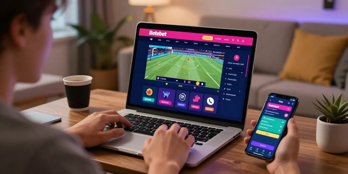 Engaged user exploring Betebet online betting platform at home.