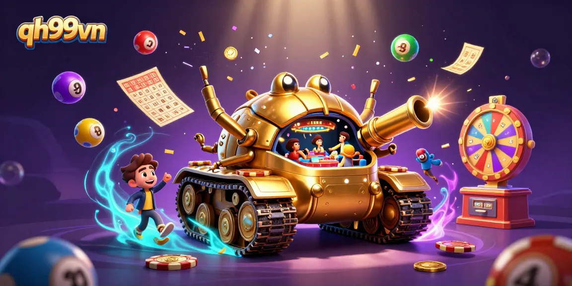 Experience the excitement of qh99vn with a vibrant illustrated casino scene featuring thrilling games and vibrant elements.