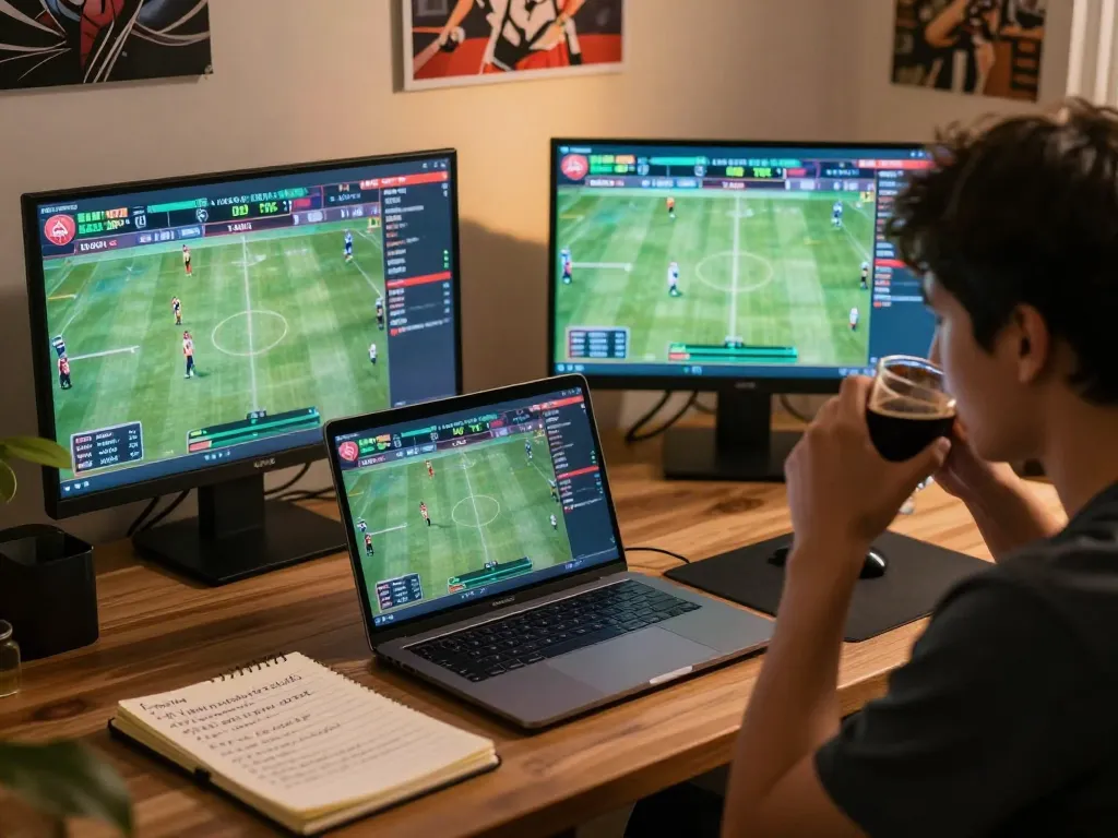 Engaging live sports betting session at home with uu88vn online interface in focus