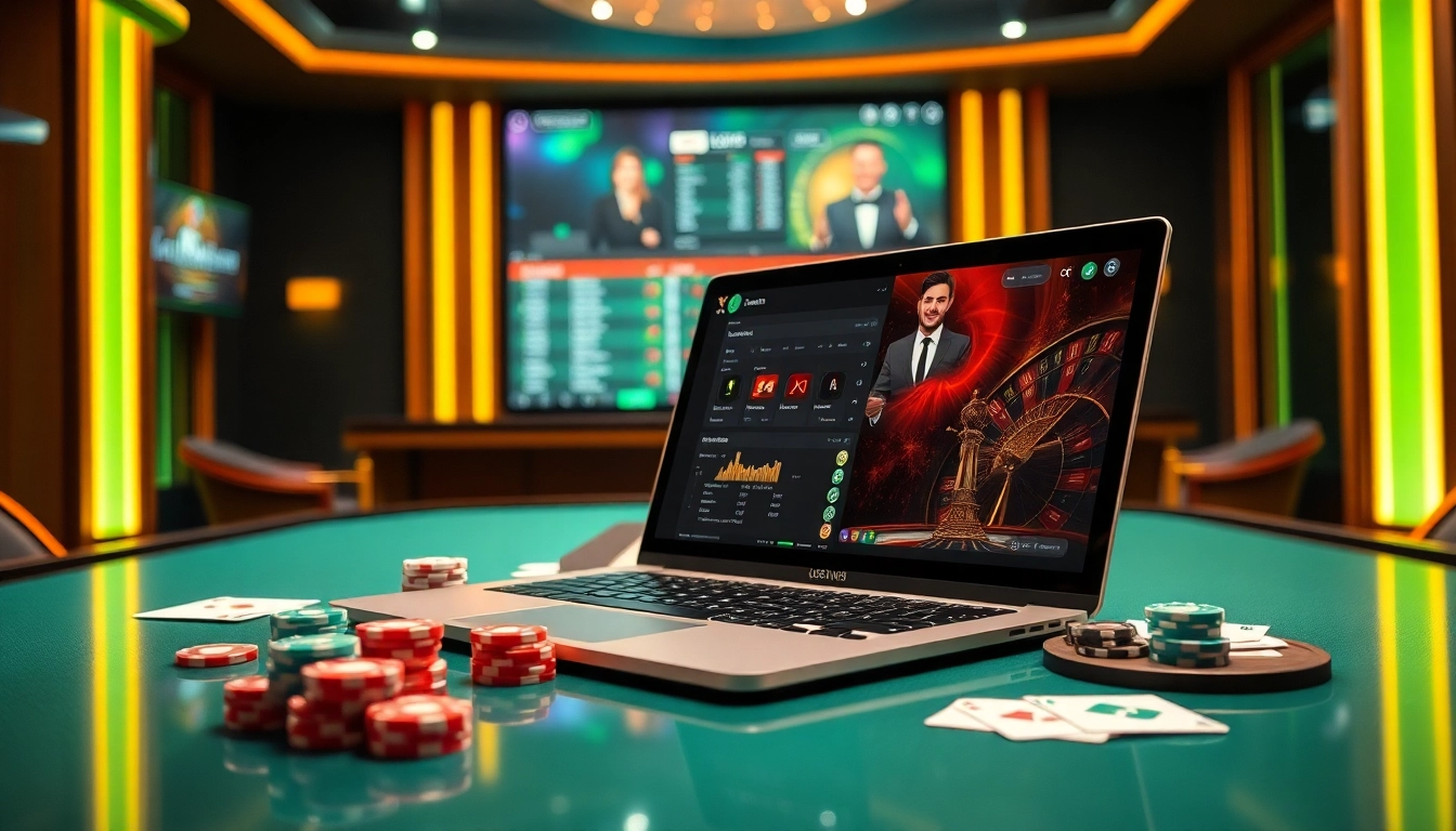 Casual bettors enjoying features on https://u888.broker/ with poker chips and a roulette wheel.