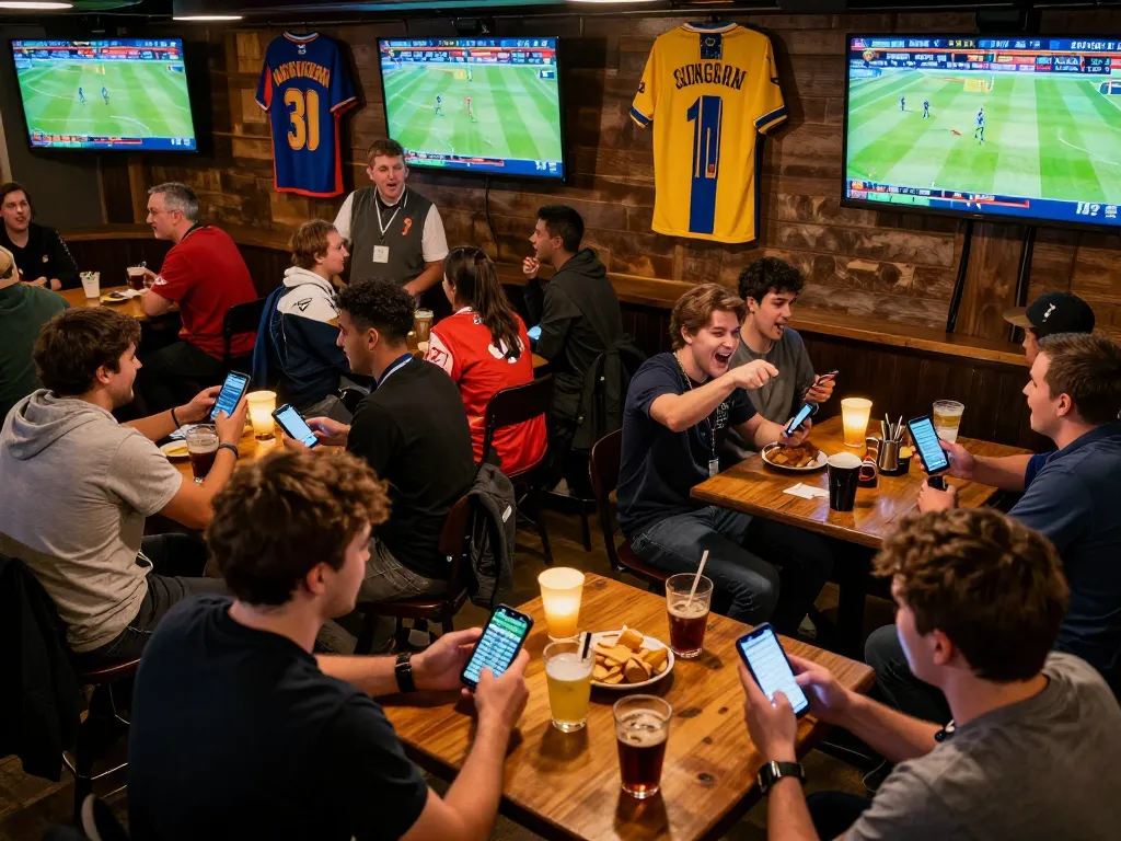 Fans engaging in sports betting at SC88, using mobile devices to place bets during an exciting game.