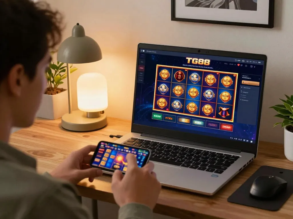 Players strategizing on TG88 chính thức platform at a modern home gaming setup.
