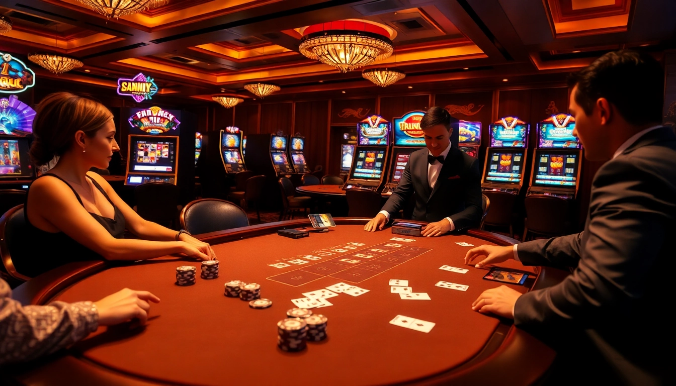 Engaging players at a luxurious s8 vip casino blackjack table, featuring elegant poker chips and cards.